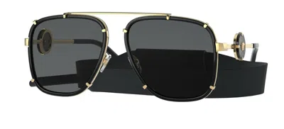 Pre-owned Versace Vintage Icon Ve 2233 Black/dark Grey (1438/87) Sunglasses In Gray