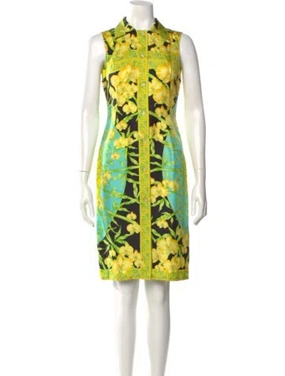 Pre-owned Versace Vintage Knee-length Dress In Yellow