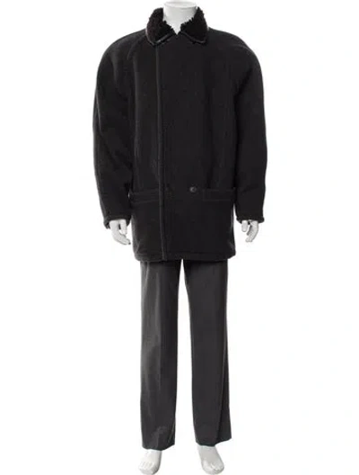Pre-owned Versace Vintage Late 1970's - Early 1980's Overcoat In Gray