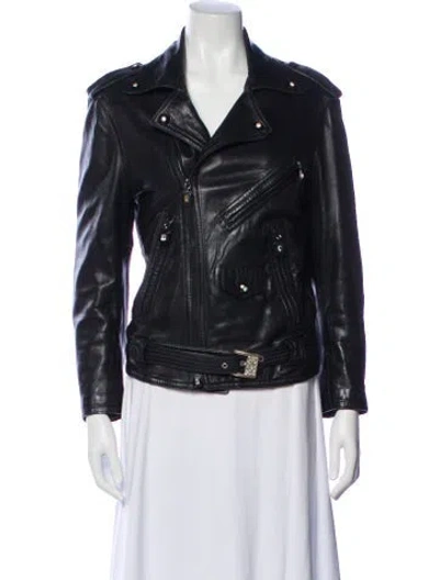 Pre-owned Versace Vintage Late 1980's - Early 1990's Biker Jacket In Black