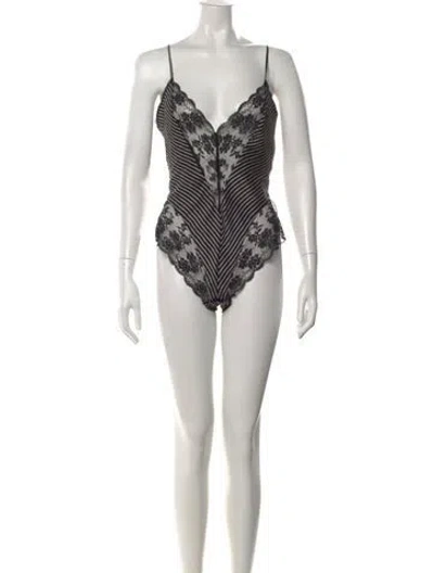 Pre-owned Versace Vintage Late 1980's - Early 1990's Bodysuit In Black