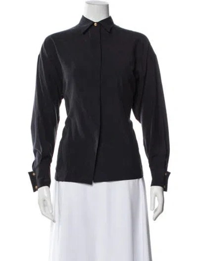 Pre-owned Versace Vintage Late 1980's - Early 1990's Button-up Top In Black