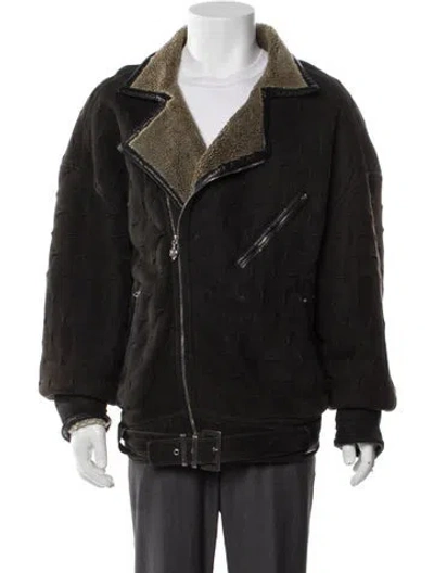 Pre-owned Versace Vintage Late 1980's - Early 1990's Moto Jacket In Brown