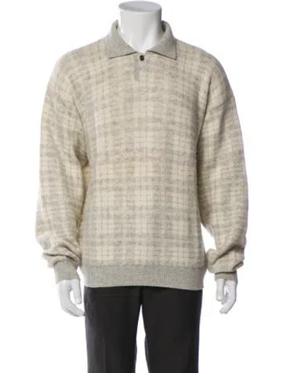 Pre-owned Versace Vintage Late 1980's - Early 1990's Polo Sweater In Gray