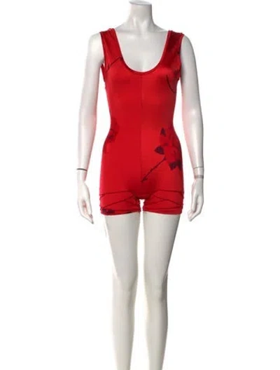 Pre-owned Versace Vintage Late 1980's - Early 1990's Romper In Red