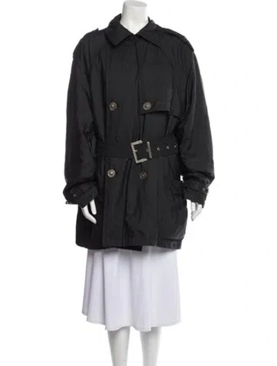 Pre-owned Versace Vintage Late 1980's - Early 1990's Trench Coat In Black