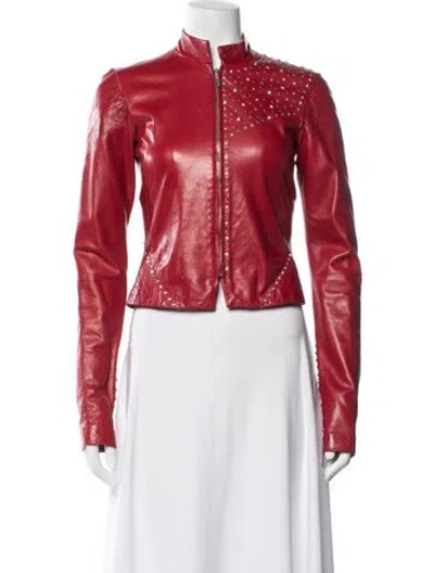 Pre-owned Versace Vintage Late 1990's - Early 2000's Biker Jacket In Red