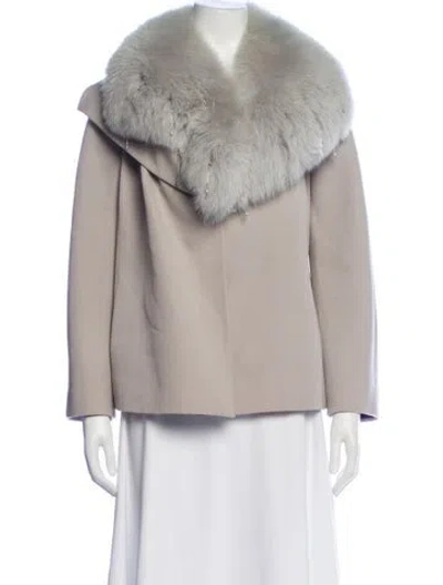 Pre-owned Versace Vintage Late 1990's - Early 2000's Faux Fur Jacket In Gray