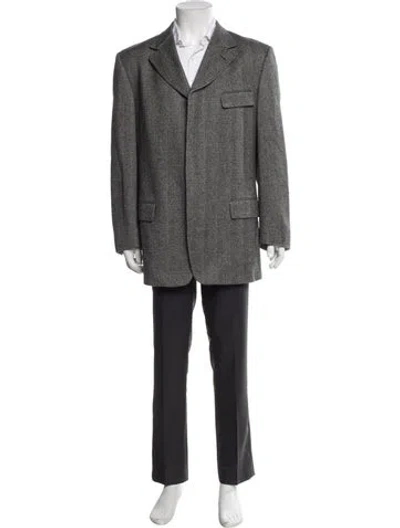 Pre-owned Versace Vintage Late 1990's - Early 2000's Overcoat In Gray