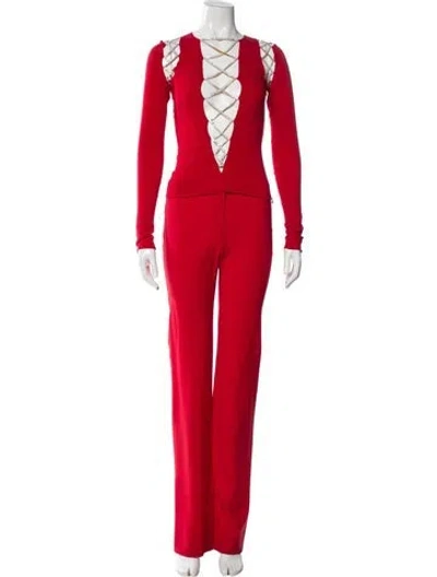 Pre-owned Versace Vintage Late 1990's - Early 2000's Pant Set In Red