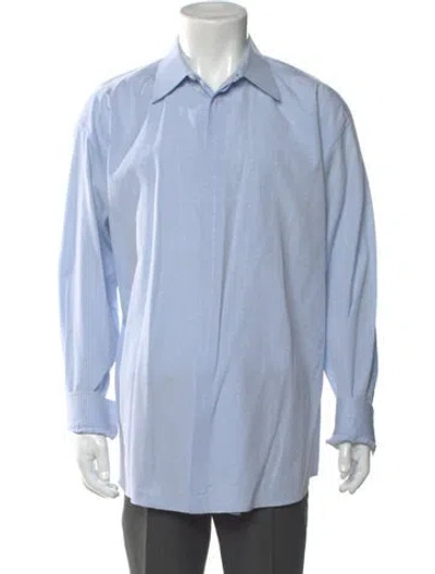 Pre-owned Versace Vintage Late 1990's - Early 2000's Tuxedo Shirt In Blue