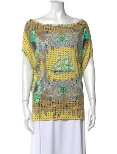 Pre-owned Versace Vintage Late 2000's - Early 2010's Top In Yellow