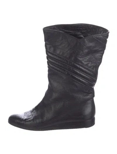 Pre-owned Versace Vintage Leather Boots In Black