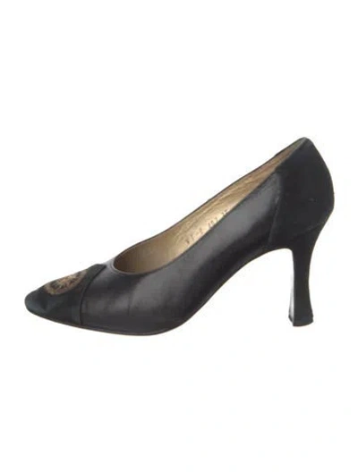 Pre-owned Versace Vintage Leather Pumps In Black