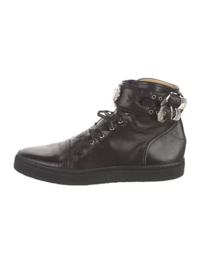 Pre-owned Versace Vintage Leather Sneakers In Black