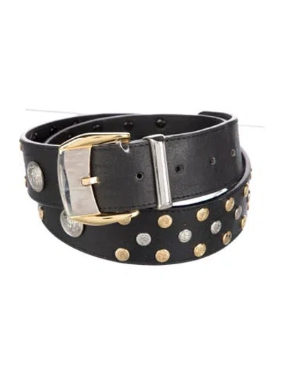 Pre-owned Versace Vintage Leather Waist Belt In Black