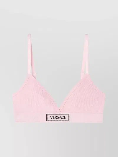 Versace Vintage Logo Ribbed Bralette In Pink