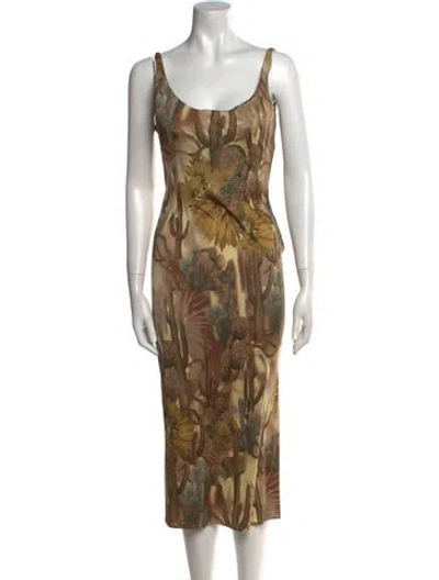 Pre-owned Versace Vintage Long Dress In Brown