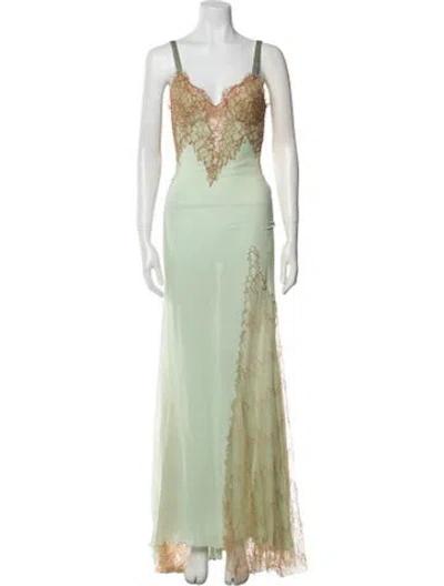 Pre-owned Versace Vintage Long Dress In Green