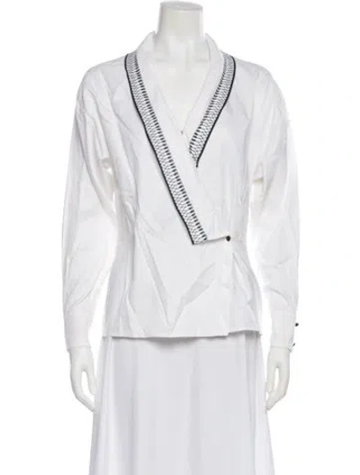 Pre-owned Versace Vintage Long Sleeve Blouse In White