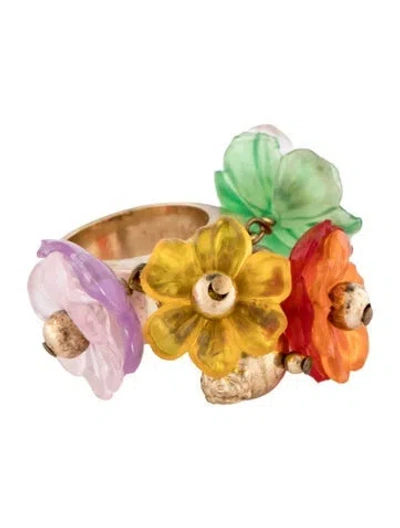 Pre-owned Versace Vintage Lucite Flowers Plastic Ring