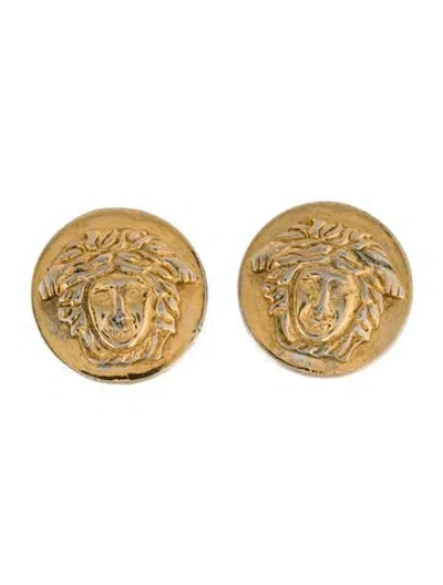 Pre-owned Versace Vintage Medusa Clip-on Earrings In Multi