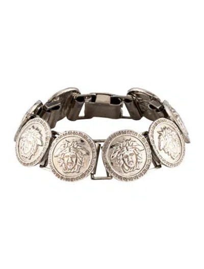 Pre-owned Versace Vintage Medusa Head Link Bracelet, 7" In Multi