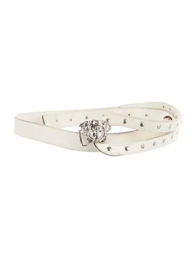 Pre-owned Versace Vintage Medusa Insignia Belt In White