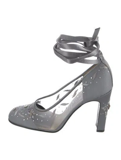 Pre-owned Versace Vintage Mesh Pumps In Blue