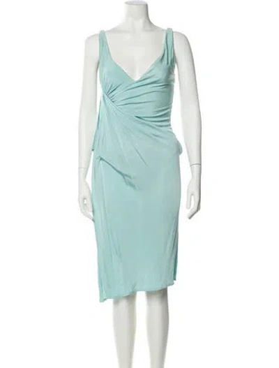 Pre-owned Versace Vintage Midi Length Dress In Blue