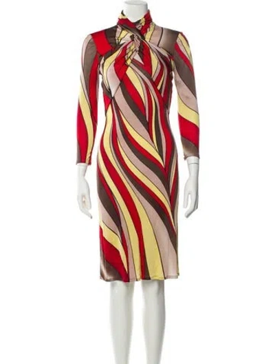 Pre-owned Versace Vintage Midi Length Dress In Brown