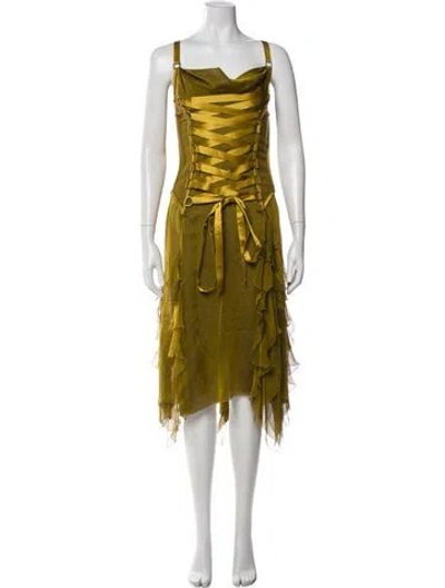 Pre-owned Versace Vintage Midi Length Dress In Green