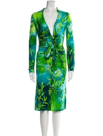 Pre-owned Versace Vintage Midi Length Dress In Multi