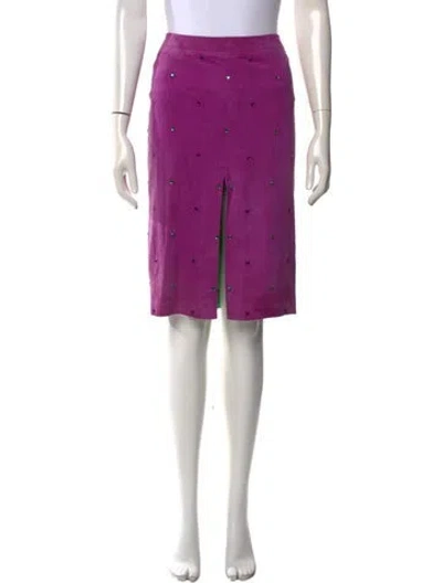 Pre-owned Versace Vintage Midi Length Skirt In Purple