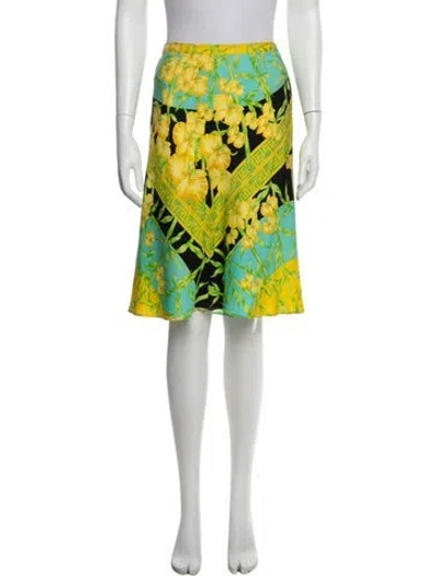 Pre-owned Versace Vintage Midi Length Skirt In Yellow