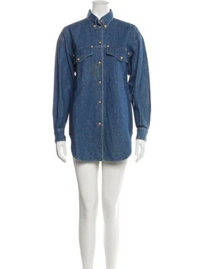 Pre-owned Versace Vintage Mini Dress In Blue