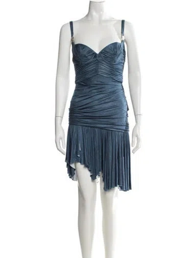 Pre-owned Versace Vintage Mini Dress In Blue