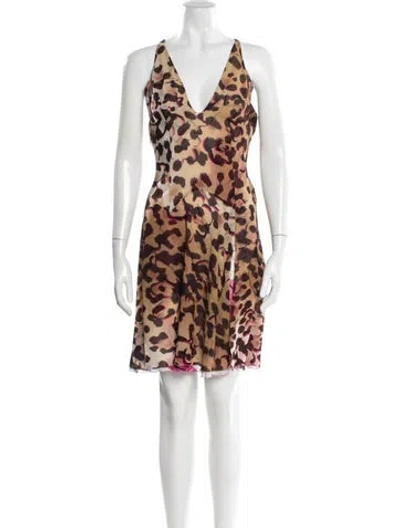 Pre-owned Versace Vintage Mini Dress In Brown