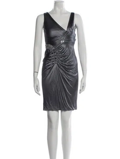 Pre-owned Versace Vintage Mini Dress In Grey