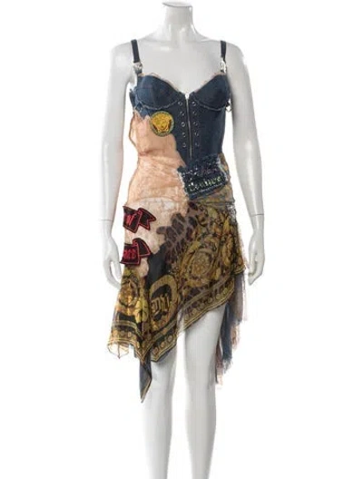 Pre-owned Versace Vintage Mini Dress In Multi