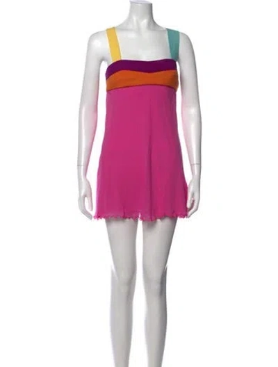 Pre-owned Versace Vintage Mini Dress In Orange/pink