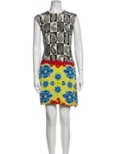 Pre-owned Versace Vintage Mini Dress In Yellow