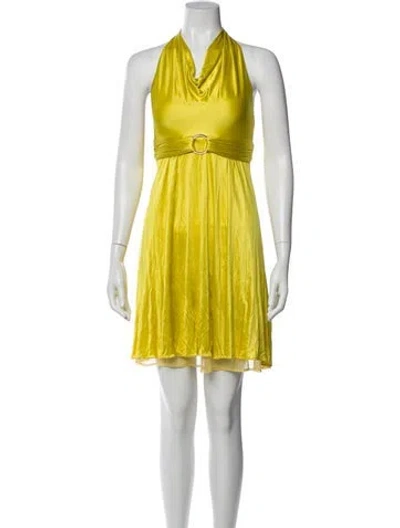 Pre-owned Versace Vintage Mini Dress In Yellow