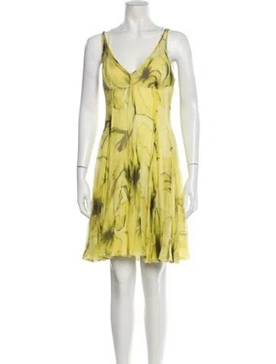 Pre-owned Versace Vintage Mini Dress In Yellow