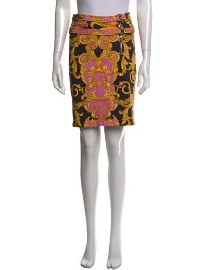 Pre-owned Versace Vintage Mini Skirt In Black/pink