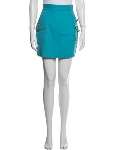 Pre-owned Versace Vintage Mini Skirt In Blue