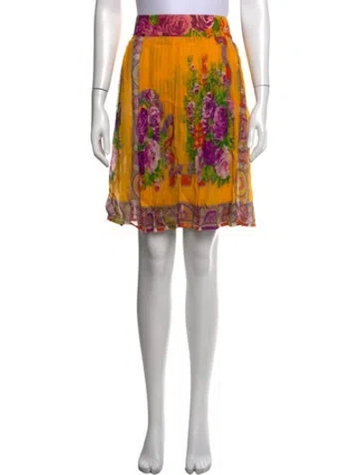 Pre-owned Versace Vintage Mini Skirt In Yellow