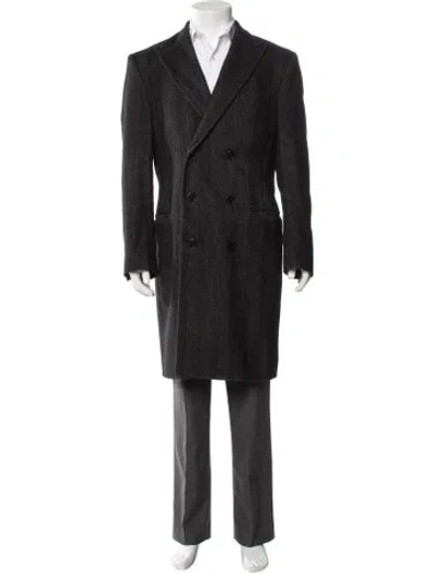 Pre-owned Versace Vintage Overcoat In Black