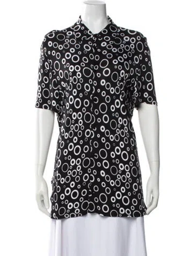 Pre-owned Versace Vintage Polka Dot Print Blouse In Black