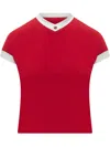 Versace Cotton V Neck Top Short Sleeves Buttons In Red